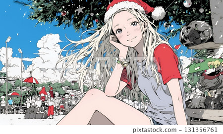 仲夏時節，女聖誕老人在海灘活動（南半球） 131356761