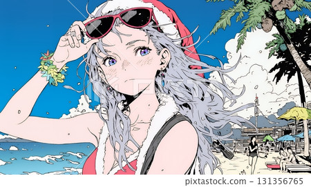 仲夏時節，女聖誕老人在海灘活動（南半球） 131356765
