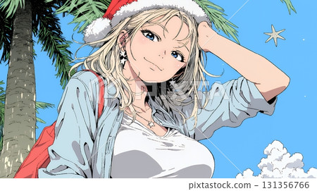 仲夏時節，女聖誕老人在海灘活動（南半球） 131356766