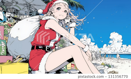 仲夏時節，女聖誕老人在海灘活動（南半球） 131356770
