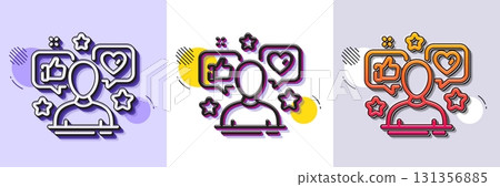 Influence line icon. Halftone dotted pattern. Gradient icon with grain shadow. Social media blogger sign. Influencer headshot symbol. Line influence icon. Various designs. Vector Influence line icon. Halftone dotted pattern. Gradient icon with grain shadow. Social media blogger sign. Influencer headshot symbol. Line influence icon. Various designs. Vector 131356885