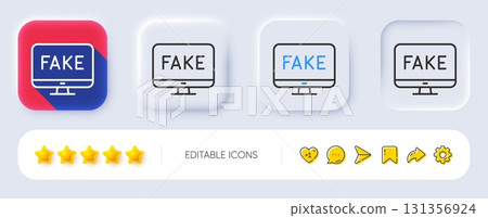 Fake news line icon. Neumorphic, Flat shadow, 3d buttons. Propaganda conspiracy tv sign. Wrong truth symbol. Line fake news icon. Social media icons. Vector 131356924