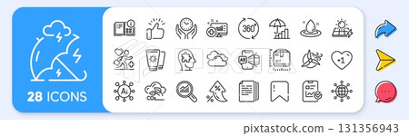 Patient, International globe and Medical analytics line icons. Interest rate, AI generate, Inflation icons. Pack of Mental conundrum, Sunscreen, Stress protection icon. Vector 131356943