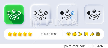 Correct answer line icon. Neumorphic, Flat shadow, 3d buttons. Speedometer concept sign. Check symbol. Line correct answer icon. Social media icons. Vector Correct answer line icon. Neumorphic, Flat shadow, 3d buttons. Speedometer concept sign. Check symbol. Line correct answer icon. Social media icons. Vector 131356976