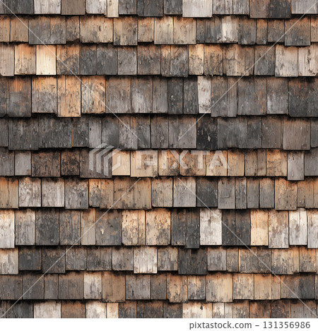 Seamless traditional Japanese roof and wall texture: aged cypress bark and shingles Seamless traditional Japanese roof and wall texture: aged cypress bark and shingles 131356986