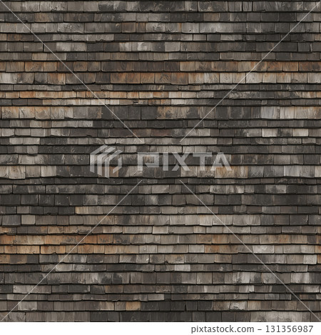 Seamless traditional Japanese roof texture: dark toned cypress bark and shingle pattern Seamless traditional Japanese roof texture: dark toned cypress bark and shingle pattern 131356987