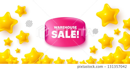 Warehouse sale sticker stars banner. 3d stars background. Warehouse sale tag. Special offer price sign. Advertising discounts symbol. Winner sparkle banner. Promo background. Vector Warehouse sale sticker stars banner. 3d stars background. Warehouse sale tag. Special offer price sign. Advertising discounts symbol. Winner sparkle banner. Promo background. Vector 131357042