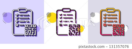 Qr code line icon. Halftone dotted pattern. Gradient icon with grain shadow. Scan barcode sign. Checklist document symbol. Line qr code icon. Various designs. Vector Qr code line icon. Halftone dotted pattern. Gradient icon with grain shadow. Scan barcode sign. Checklist document symbol. Line qr code icon. Various designs. Vector 131357076