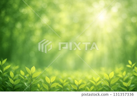 Background material Fresh green leaves Eco image Photorealistic 131357336