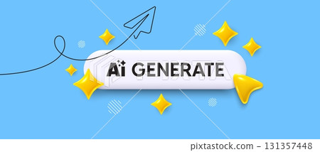Generate AI search bar. Share plane line icon. Generate AI. Artificial intelligence sign. Ai technology symbol. Search button with 3d sparkles. Vector Generate AI search bar. Share plane line icon. Generate AI. Artificial intelligence sign. Ai technology symbol. Search button with 3d sparkles. Vector 131357448