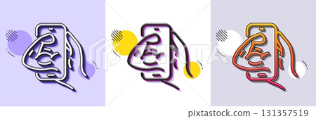 Fitness line icon. Halftone dotted pattern. Gradient icon with grain shadow. Online exercise sign. Live coach symbol. Line fitness icon. Various designs. Vector 131357519