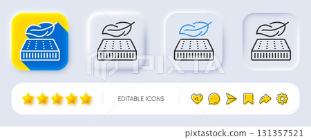 Lightweight mattress line icon. Neumorphic, Flat shadow, 3d buttons. Orthopedic pad sign. Breathable sleep bed symbol. Line lightweight mattress icon. Social media icons. Vector 131357521
