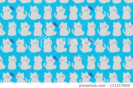 貓咪圖案（灰色×淺藍色） 131357699