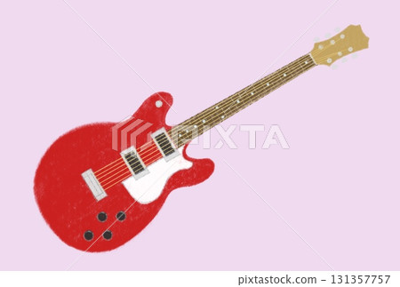 Red electric guitar, white pickguard 131357757