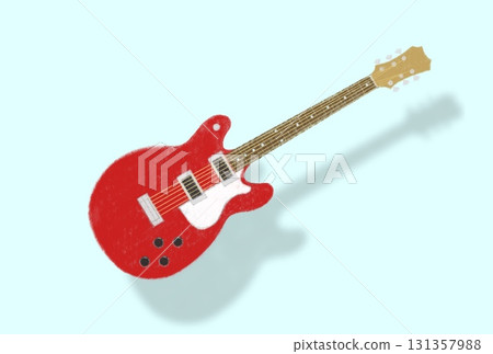 Red electric guitar, white pickguard, shadow Red electric guitar, white pickguard, shadow 131357988