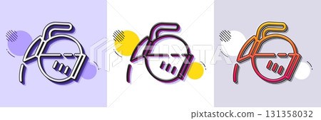 Coffee pot line icon. Halftone dotted pattern. Gradient icon with grain shadow. Hot drink sign. Tea glass mug symbol. Line coffee pot icon. Various designs. Vector Coffee pot line icon. Halftone dotted pattern. Gradient icon with grain shadow. Hot drink sign. Tea glass mug symbol. Line coffee pot icon. Various designs. Vector 131358032