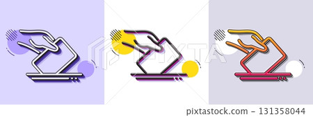 Vote box line icon. Halftone dotted pattern. Gradient icon with grain shadow. Hand with Voting ballot sign. Public election symbol. Line voting ballot icon. Various designs. Vector 131358044