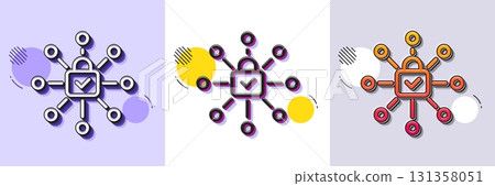 Security lock line icon. Halftone dotted pattern. Gradient icon with grain shadow. Cyber defence sign. Private protection symbol. Line security lock icon. Various designs. Vector Security lock line icon. Halftone dotted pattern. Gradient icon with grain shadow. Cyber defence sign. Private protection symbol. Line security lock icon. Various designs. Vector 131358051