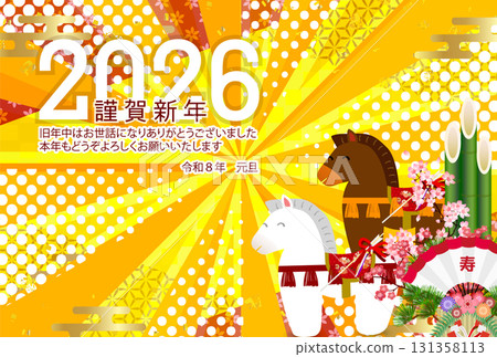 Horse New Year's card zodiac background Horse New Year's card zodiac background 131358113