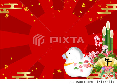 Horse New Year's card zodiac background 131358114