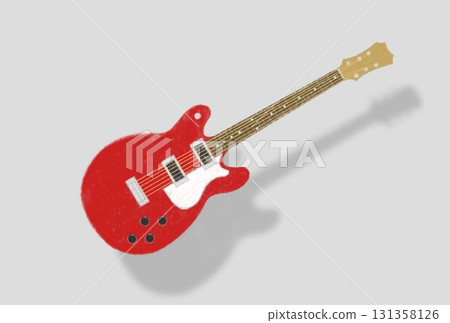 紅色電吉他,白色護板,陰影 紅色電吉他,白色護板,陰影 131358126