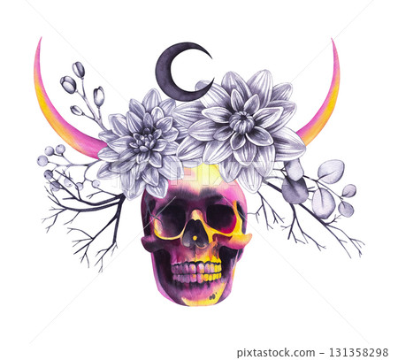 Halloween hand-drawn watercolor illustration 131358298