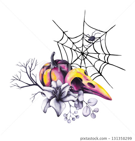 Halloween hand-drawn watercolor illustration Halloween hand-drawn watercolor illustration 131358299