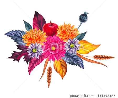 Autumn Watercolor Set Hand Drawn Watercolor 131358327