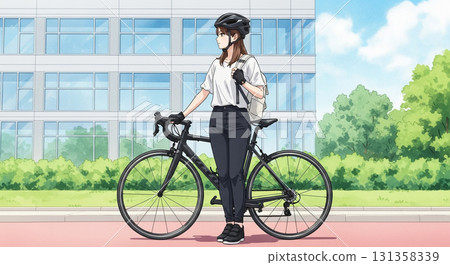 公路自行車和年輕女子 公路自行車和年輕女子 131358339