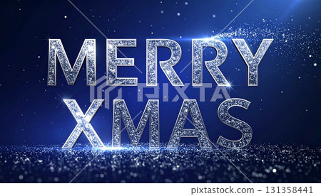 海軍藍和銀色閃光聖誕快樂字母背景插圖 131358441