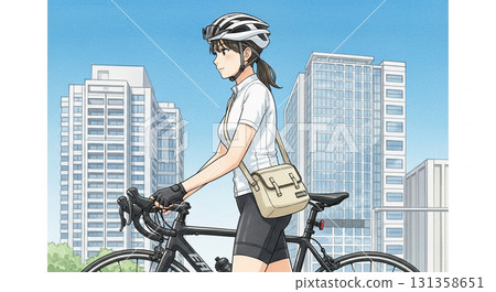 Road bike and young woman 131358651