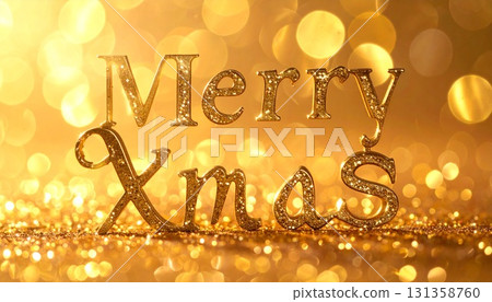 Gold glitter Merry Xmas lettering background illustration Gold glitter Merry Xmas lettering background illustration 131358760