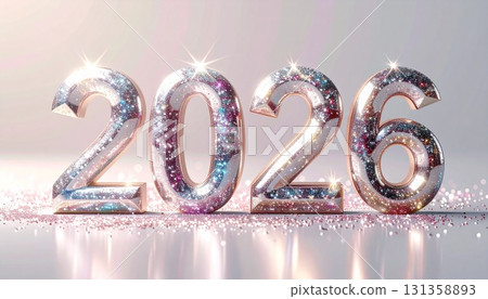 Pearl white glitter number 2026 background illustration 131358893