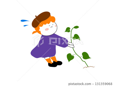 Illustration material of a girl digging sweet potatoes 131359068