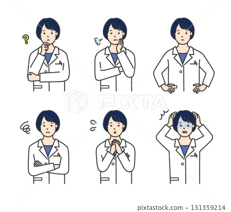 焦慮/困擾的臉部醫生圖示插圖素材集 焦慮/困擾的臉部醫生圖示插圖素材集 131359214
