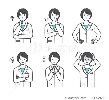 Anxious/troubled face doctor icon illustration material set 131359216