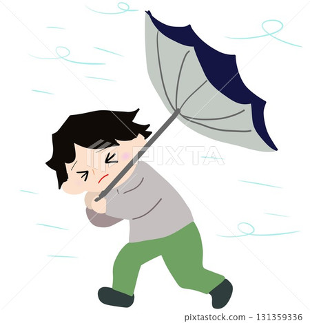 雨傘在暴風雨中壞了 131359336