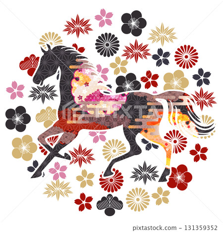 Horse New Year's card zodiac icon Horse New Year's card zodiac icon 131359352