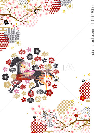 Horse New Year's card zodiac background 131359353