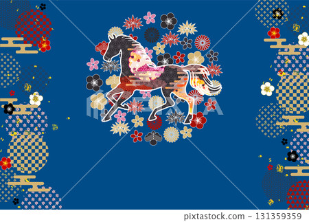 Horse New Year's card zodiac background 131359359