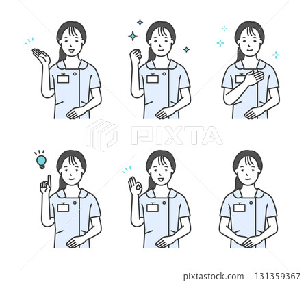 微笑護士擺出圖示集插圖 131359367