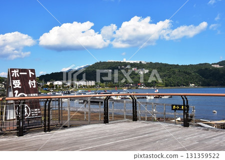 Yamanashi Prefecture: Wooden deck promenade along Lake Yamanaka and surrounding streets Yamanashi Prefecture: Wooden deck promenade along Lake Yamanaka and surrounding streets 131359522