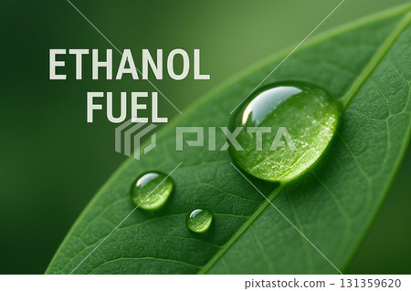 AI generated macro photo of ethanol fuel droplets on a fresh green leaf symbolizing renewable energy clean fuel sustainability and eco friendly innovation with abstract natural detail AI generated macro photo of ethanol fuel droplets on a fresh green leaf symbolizing renewable energy clean fuel sustainability and eco friendly innovation with abstract natural detail 131359620