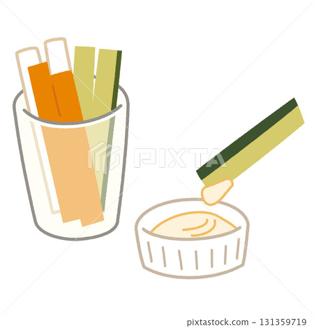 Vegetable sticks and mayonnaise illustration 131359719