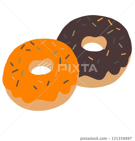 萬聖節甜甜圈（橙色和黑色巧克力塗層） 131359897