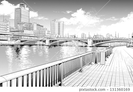 漫畫風格鋼筆畫插圖：Riverbed 131360169