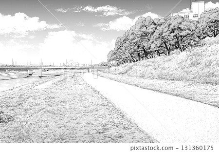 漫畫風格鋼筆畫插圖：Riverbed 131360175