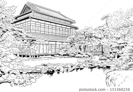 Manga-style pen drawing illustration Japanese style (exterior) 131360238