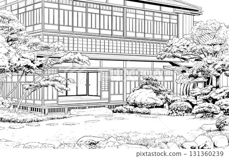 漫畫風格鋼筆畫插圖日式風格(外觀) 漫畫風格鋼筆畫插圖日式風格(外觀) 131360239