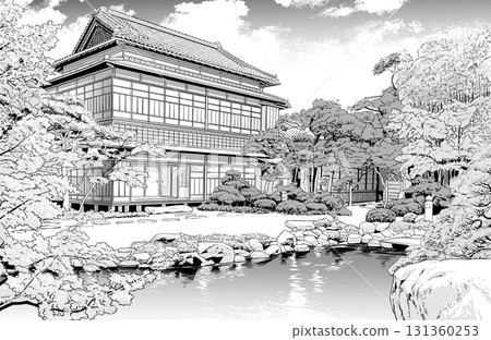 Manga-style pen drawing illustration Japanese style (exterior) Manga-style pen drawing illustration Japanese style (exterior) 131360253